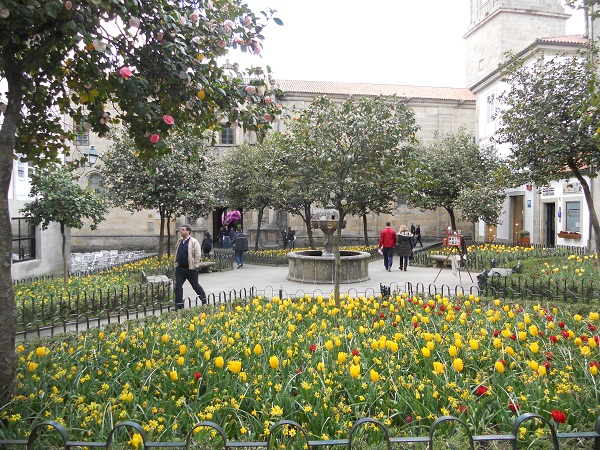 Al fondo, tras la puerta de acceso a Fonseca, se ve una de las cuatro fantásticas azaleas del patio de la que fue famosa Facultad de Farmacia.

Joaquín