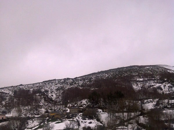 La inocencia de los árboles deshojados, que tienen siglos, grises como el invierno, sobre la nieve de un día.

MF-A