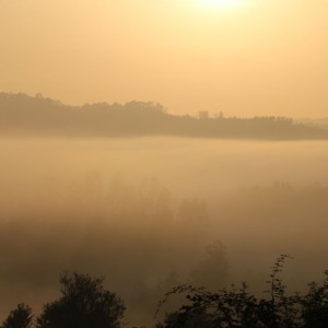 Niebla sobre el valle del río el 7-9-2016 / Aceytuno